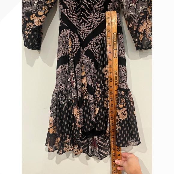 Free People Seven‎ Wonders Black Paisley Backless Mini Dress Size M - Picture 7 of 8
